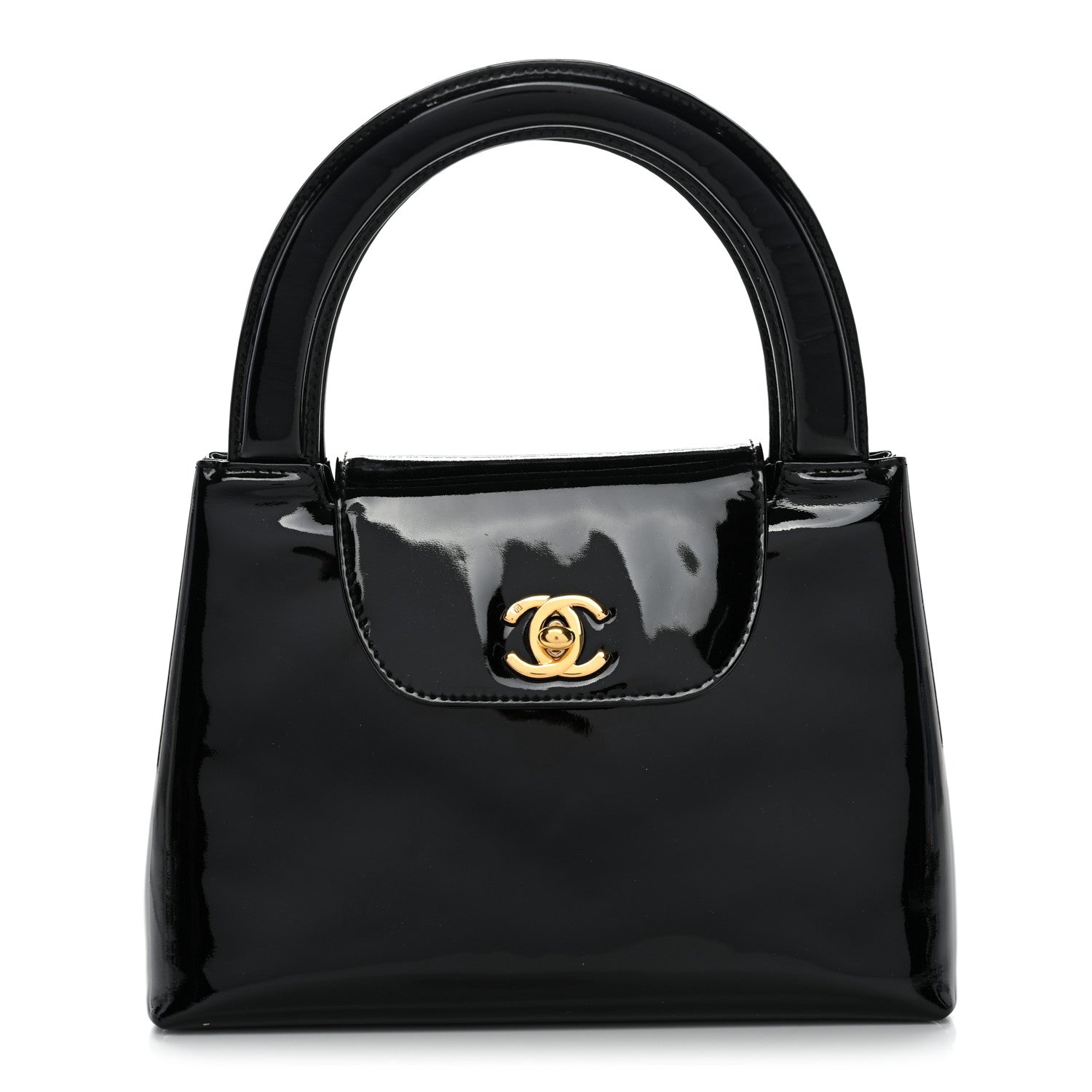 Patent Small Kelly Flap Bag Black