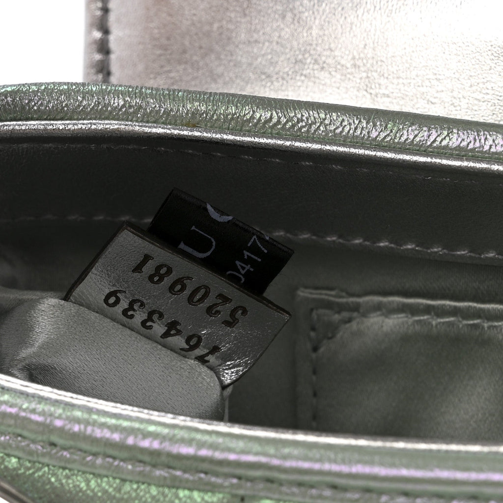 Iridescent Nappa Vertical Matelasse Medium Maxi Horsebit Chain Shoulder Bag Iridescent Salvy Green