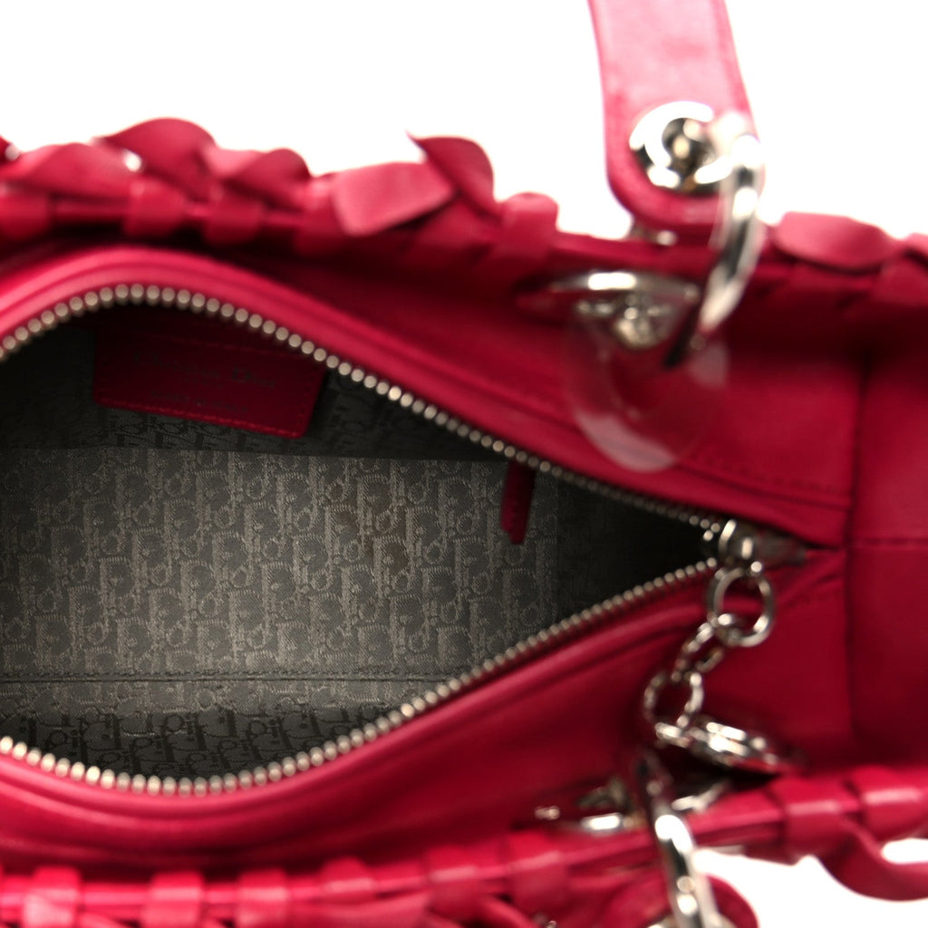 Lambskin Cannage Bow Medium Lady Dior Fuchsia