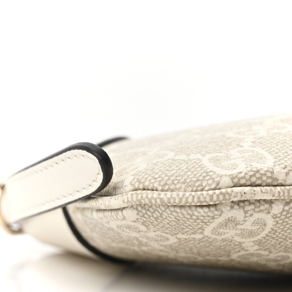 GG Monogram Calfskin Small Emblem Shoulder Bag Beige Mystic White