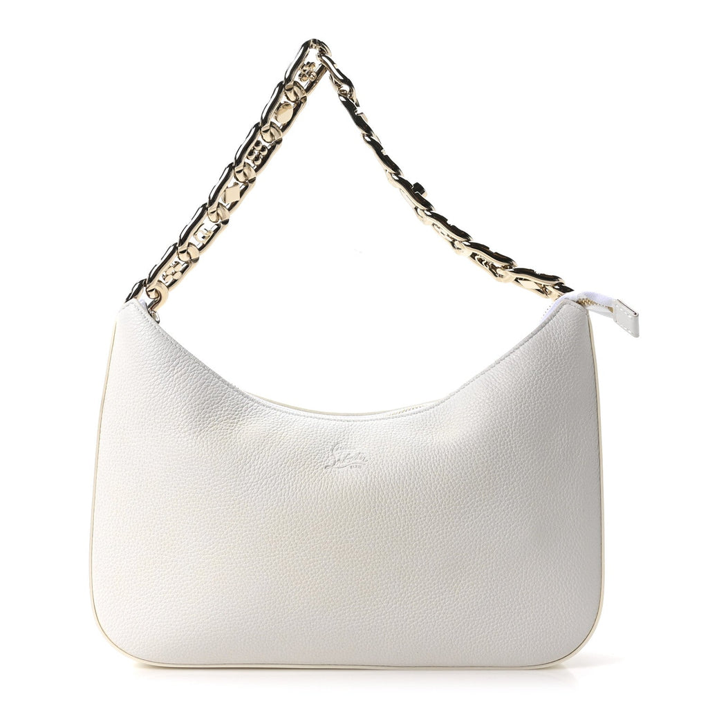 Calfskin Large Loubila Chain Shoulder Bag White