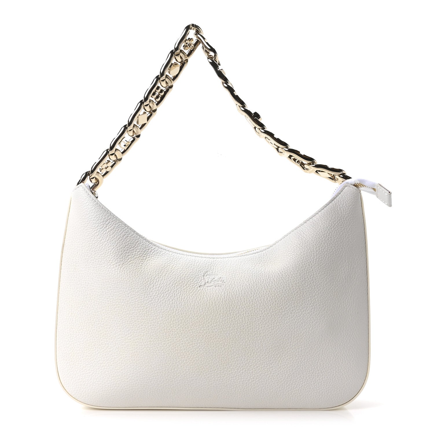 Calfskin Large Loubila Chain Shoulder Bag White