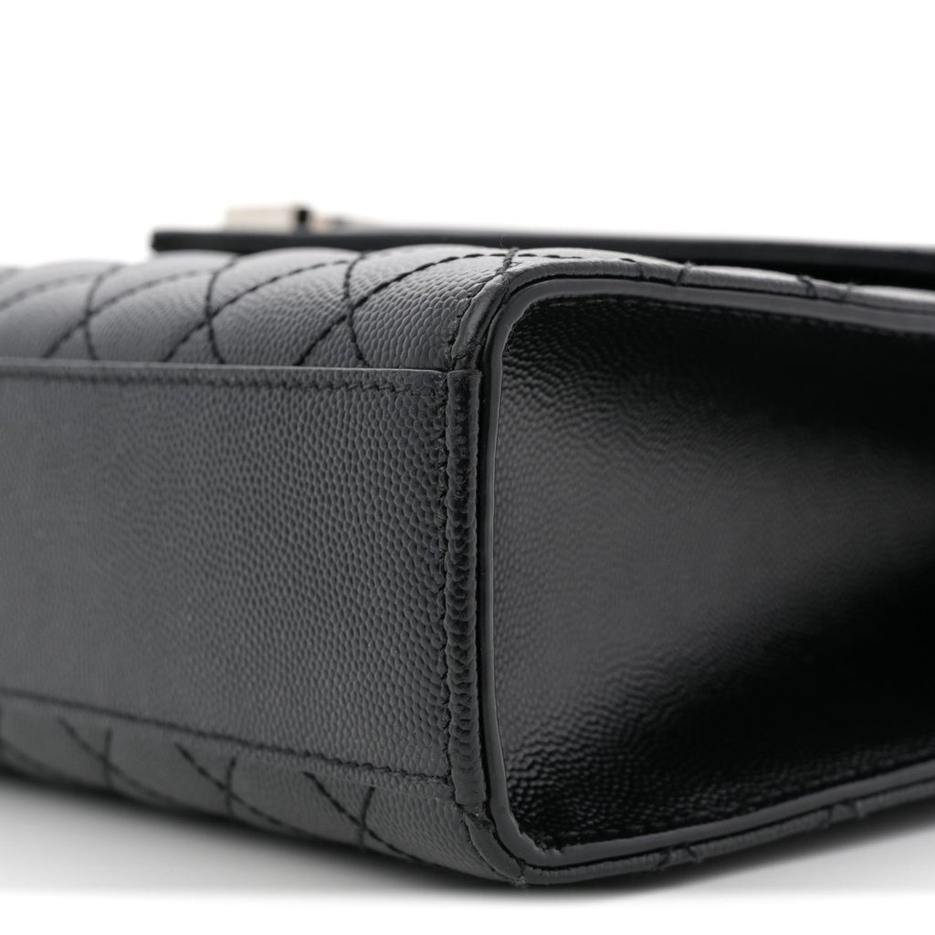 Grain De Poudre Textured Mixed Matelasse Large Triquilt Monogram Satchel Black