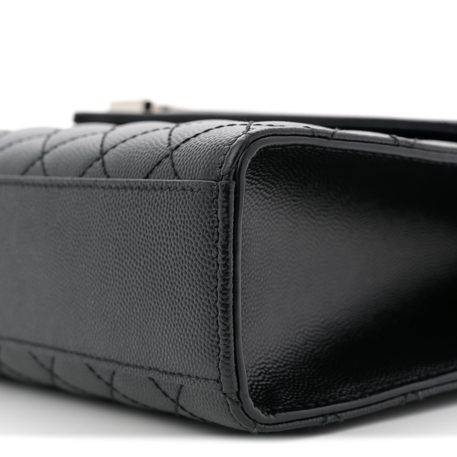 Grain De Poudre Textured Mixed Matelasse Large Triquilt Monogram Satchel Black