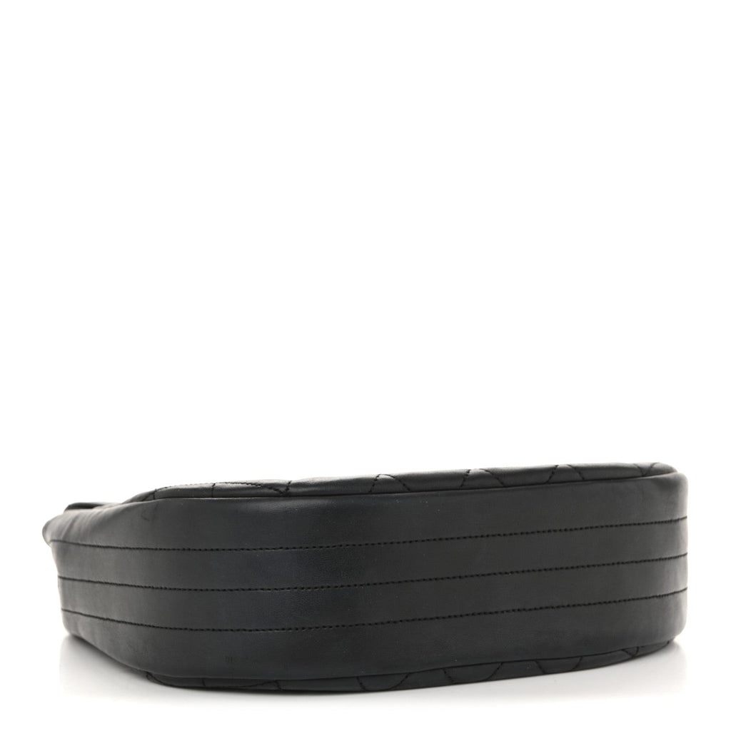 Lambskin Quilted Half Moon Flap Black