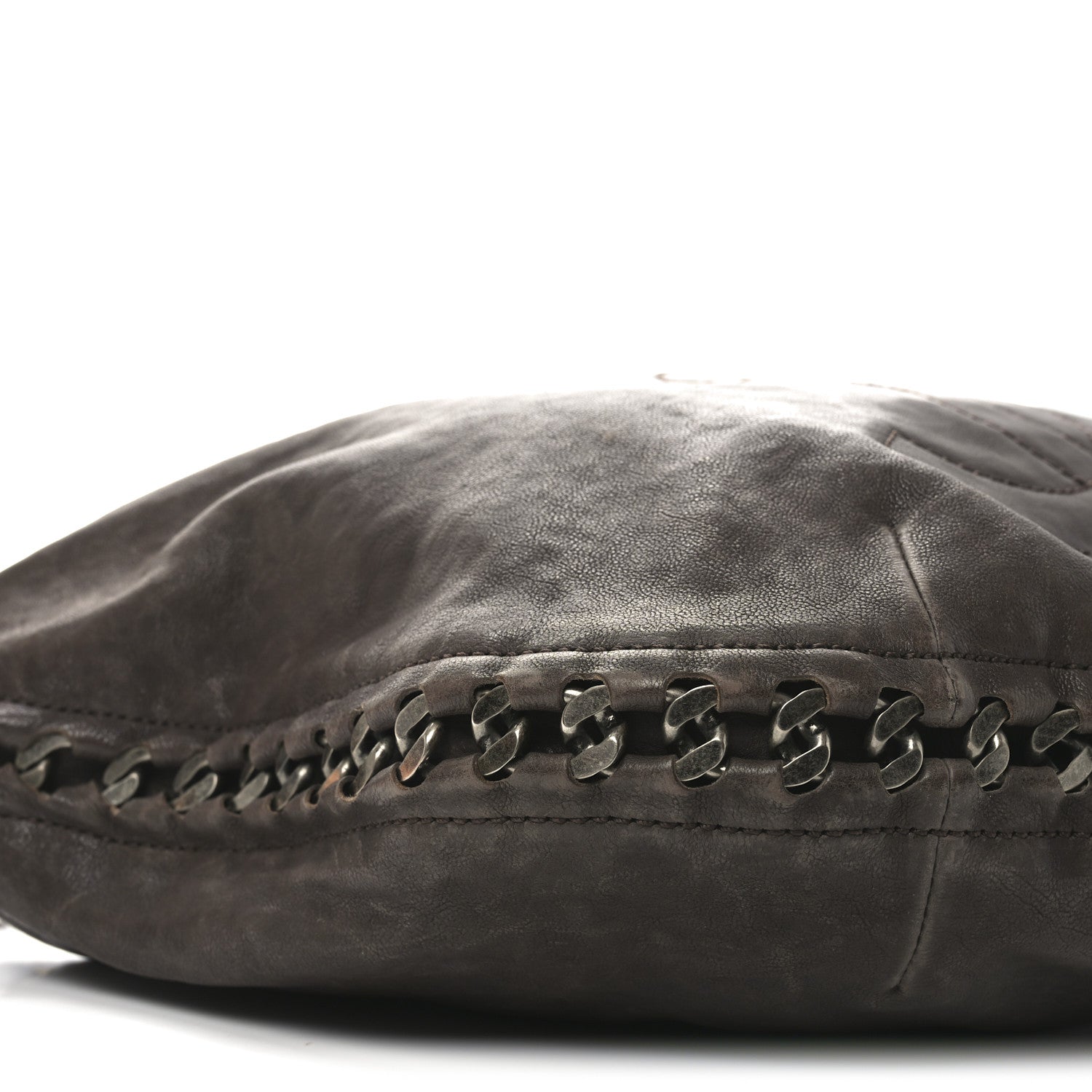 Calfskin Modern Chain Hobo Brown