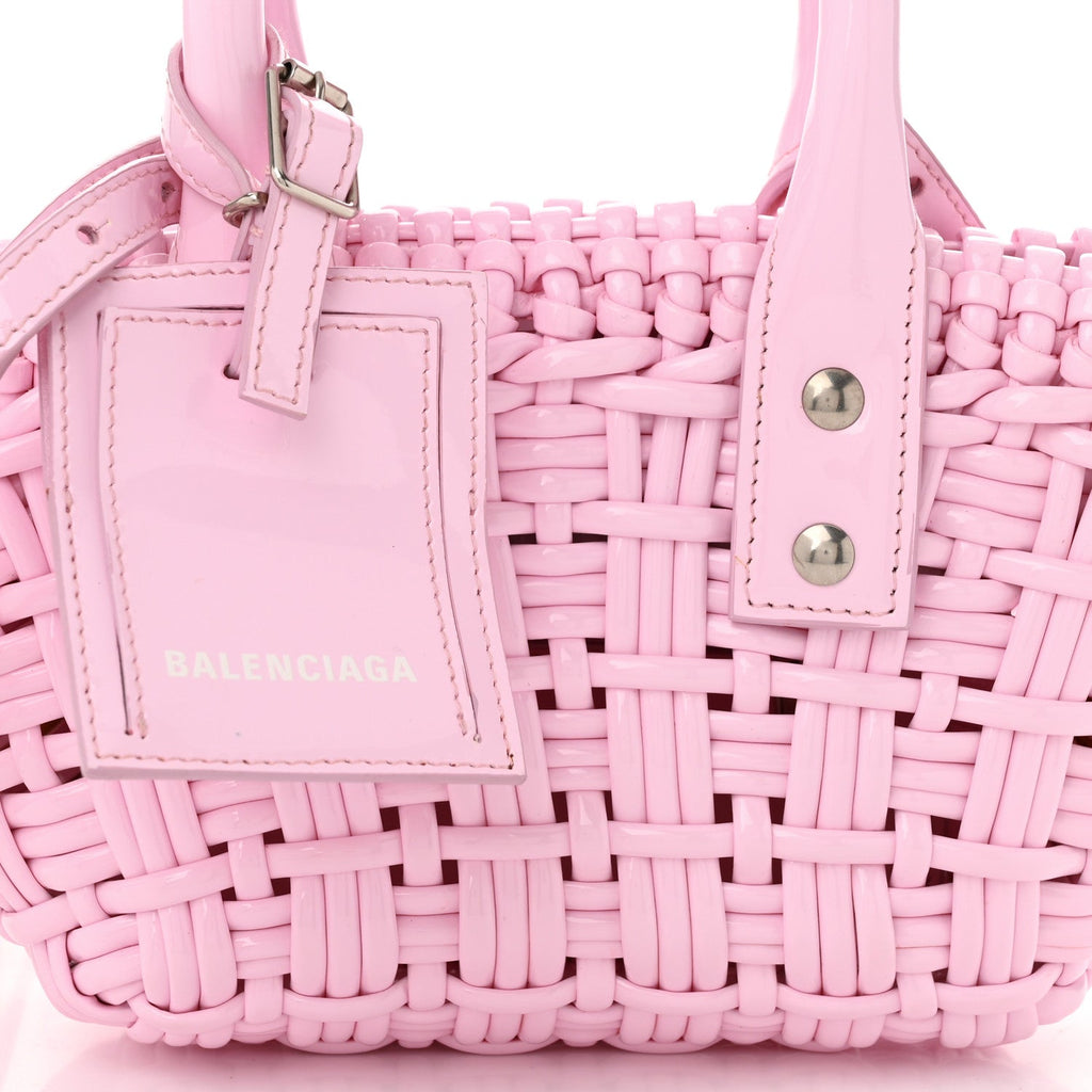 Faux Calfskin Braided Varnished XXS Bistro Basket Candy Pink
