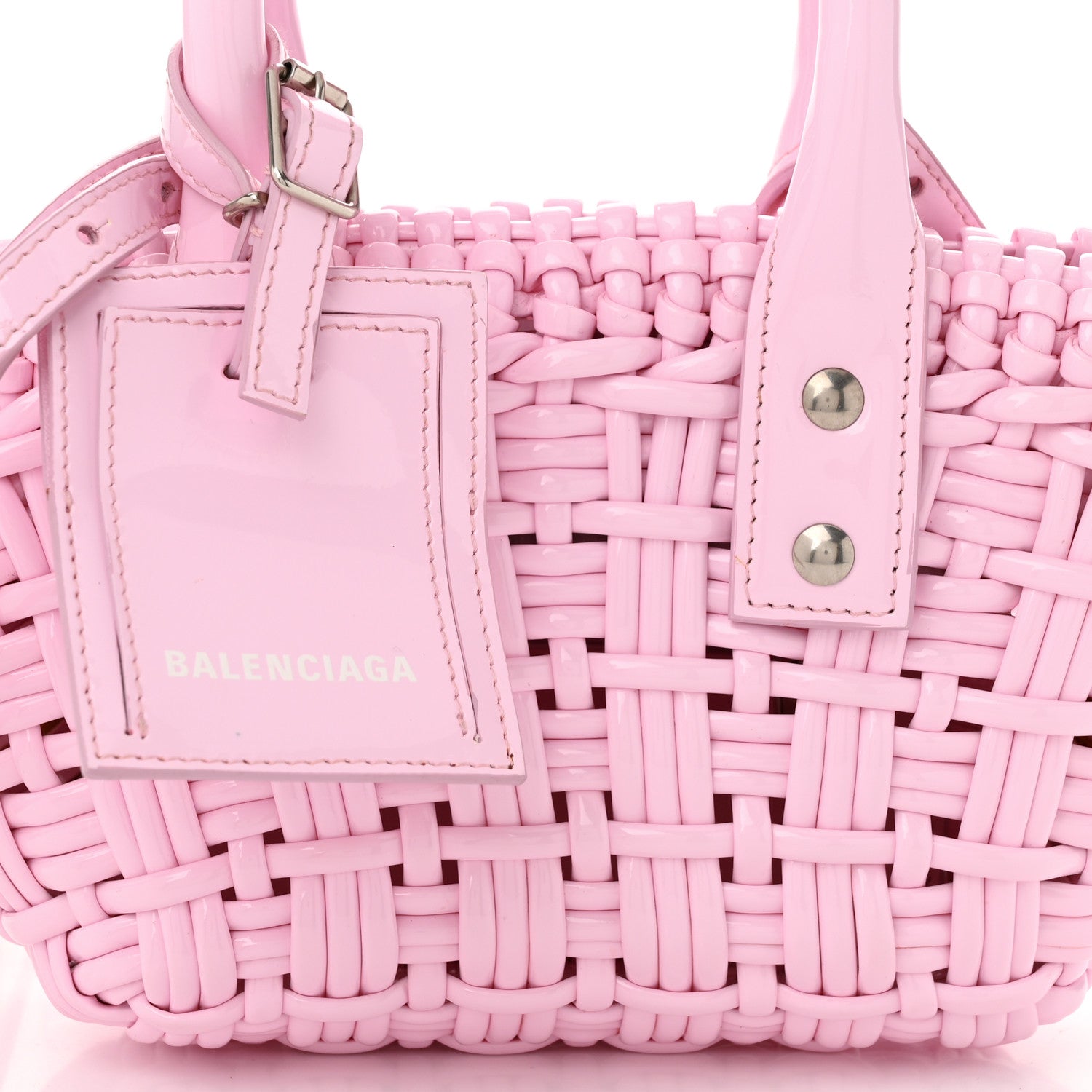 Faux Calfskin Braided Varnished XXS Bistro Basket Candy Pink