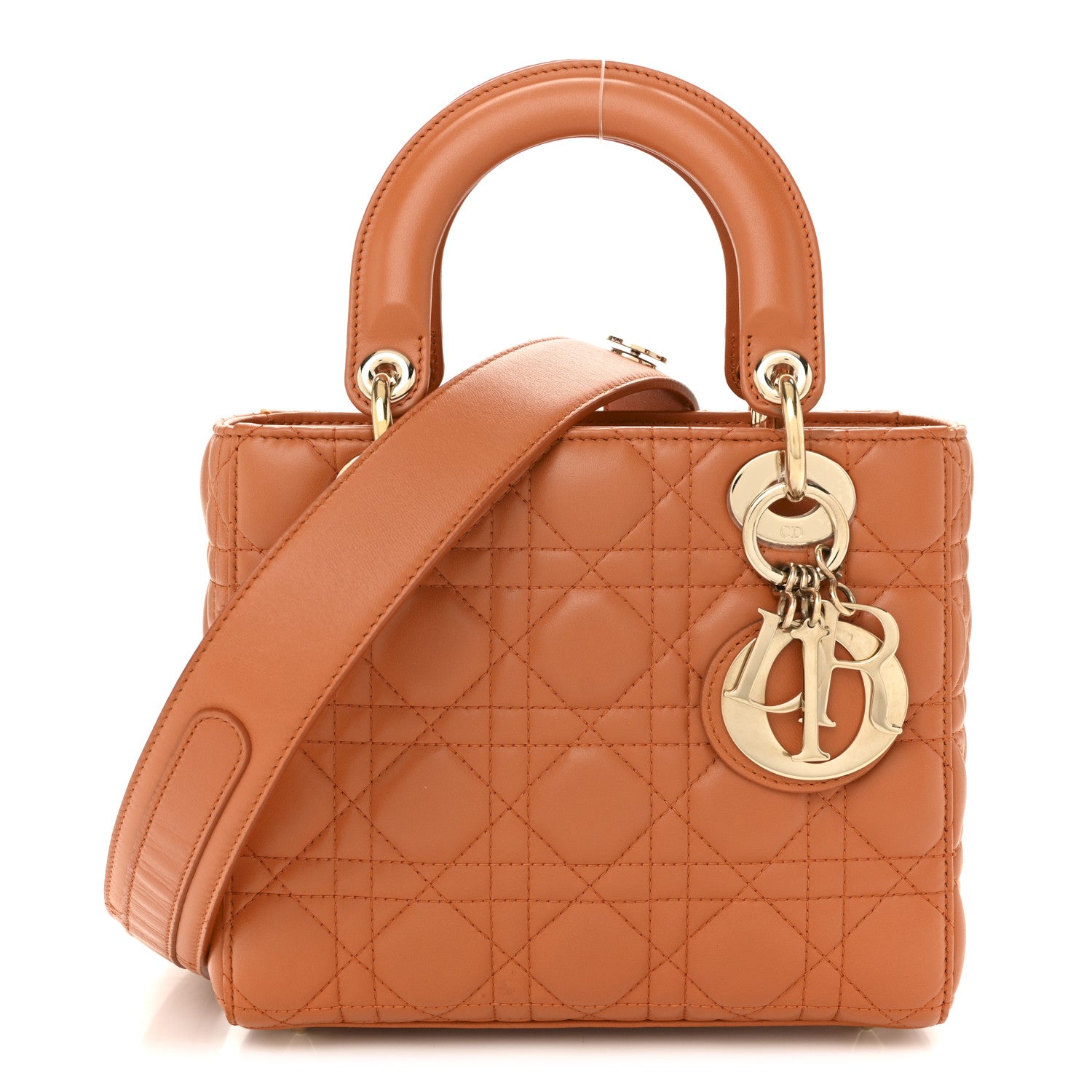 Lambskin Cannage Small Lucky Badges My Lady Dior Orange