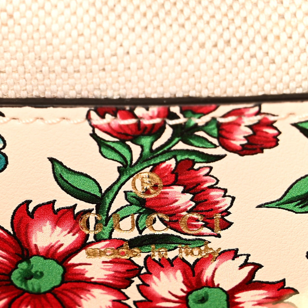 Calfskin Matelasse Diagonal Brit Roses Print Mini Interlocking G Heart Shoulder Bag  White Multicolor