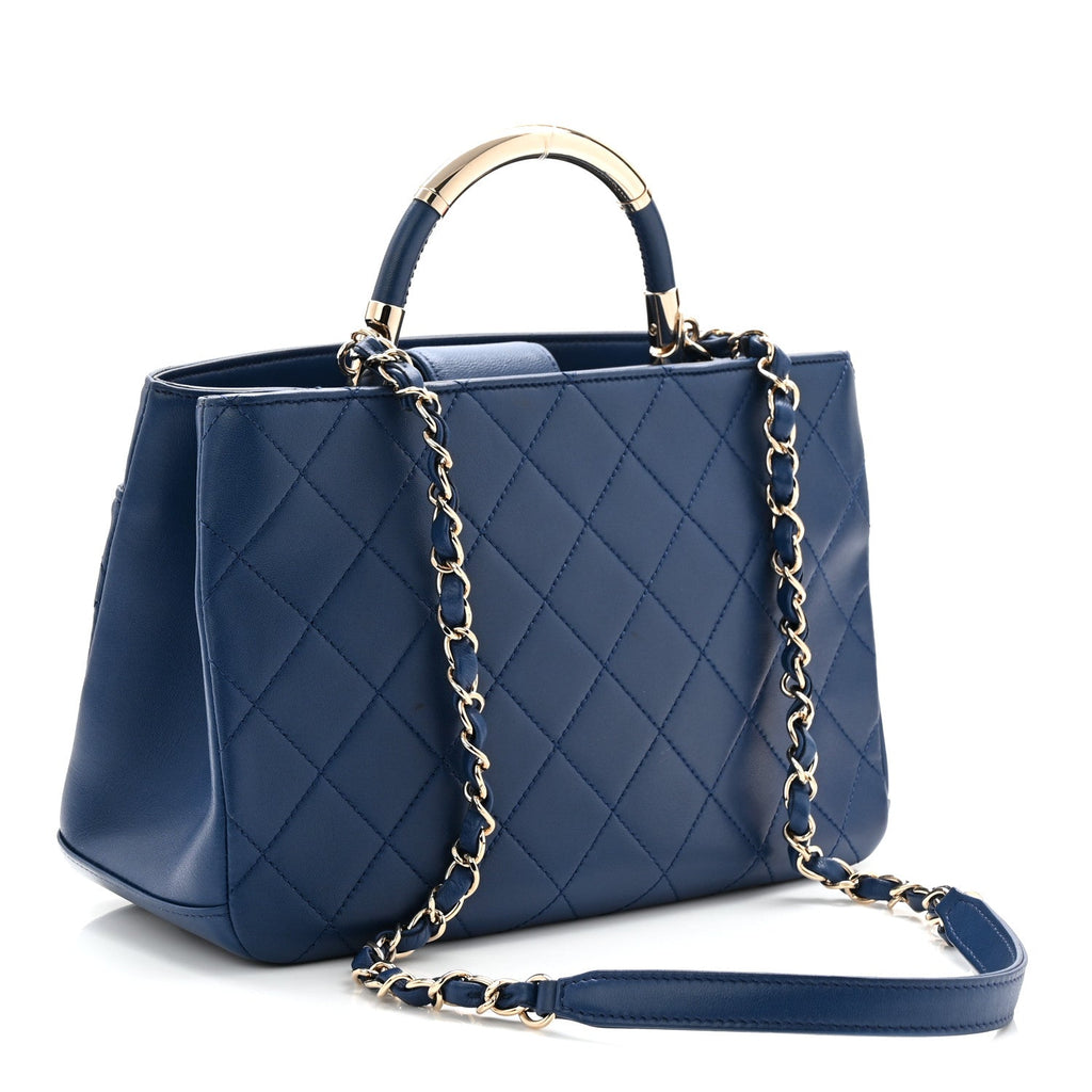 Lambskin Carry Chic Shopping Tote Blue