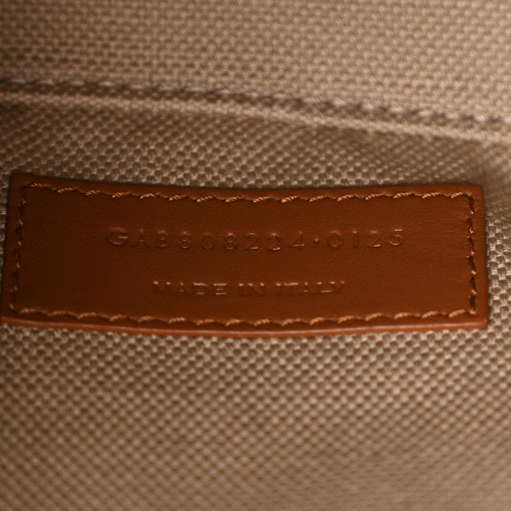 Smooth Calfskin Canvas Y Small Bucket Bag White Camel