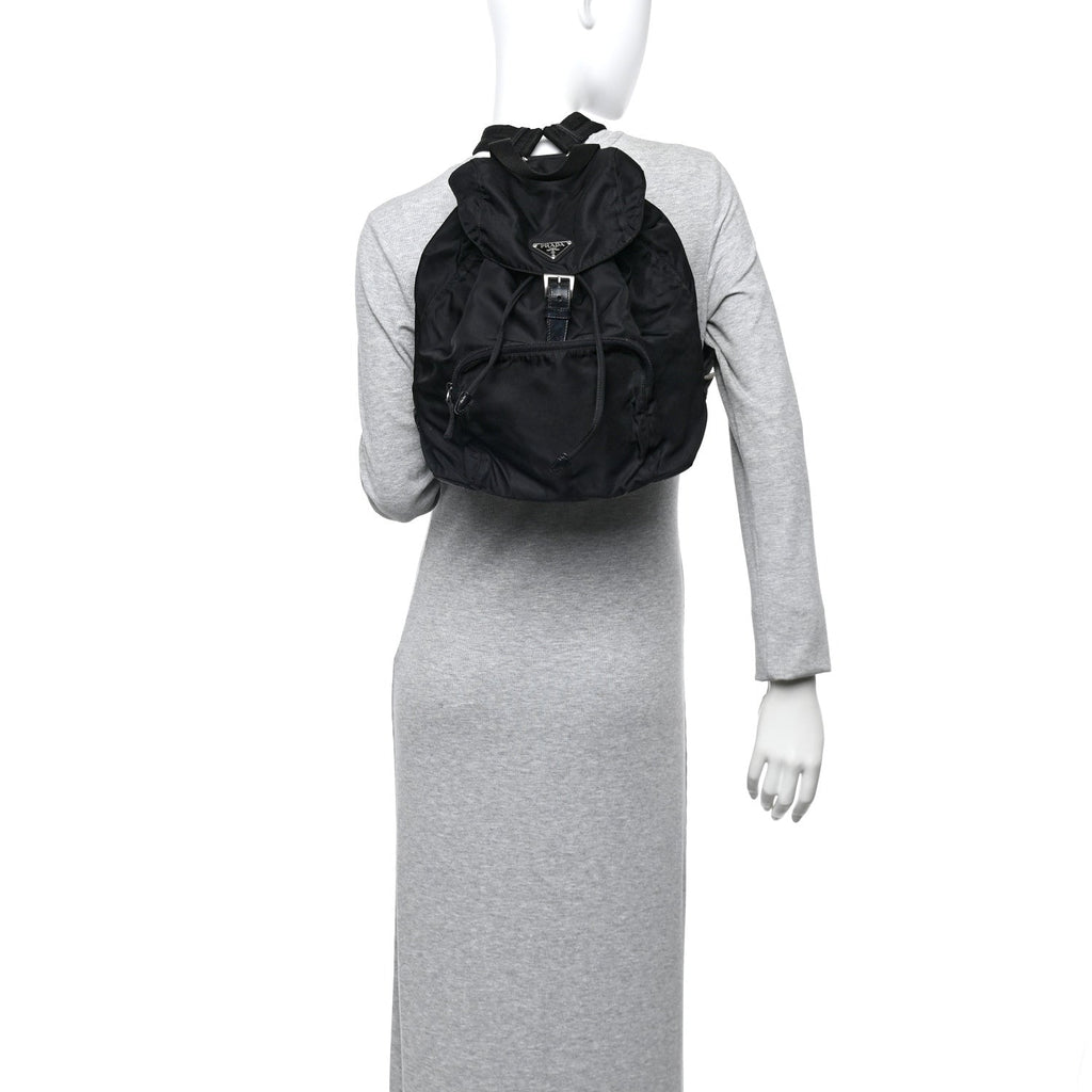 Nylon Vela Single Buckle Backpack  Black