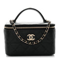 Caviar Quilted Trendy Handle Mini Vanity Black