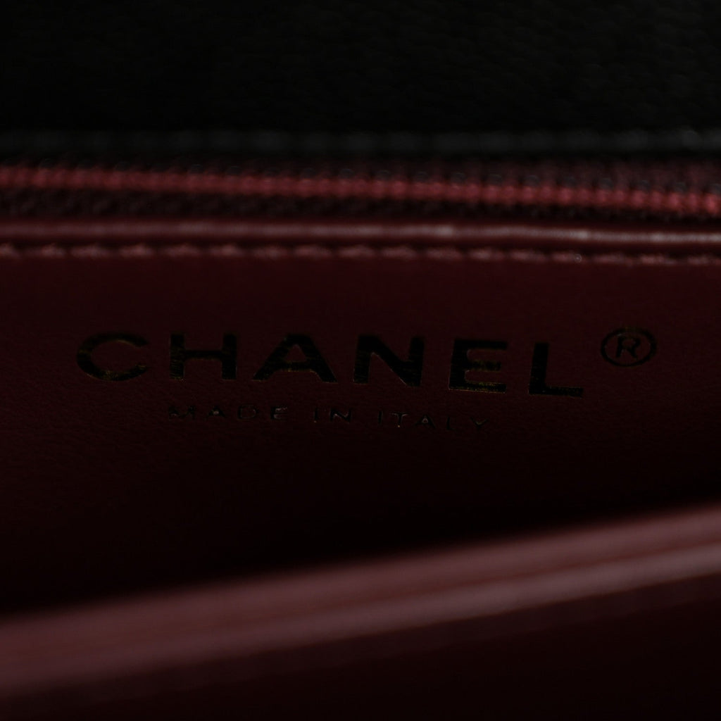 Caviar Quilted Mini Coco Handle Flap Black