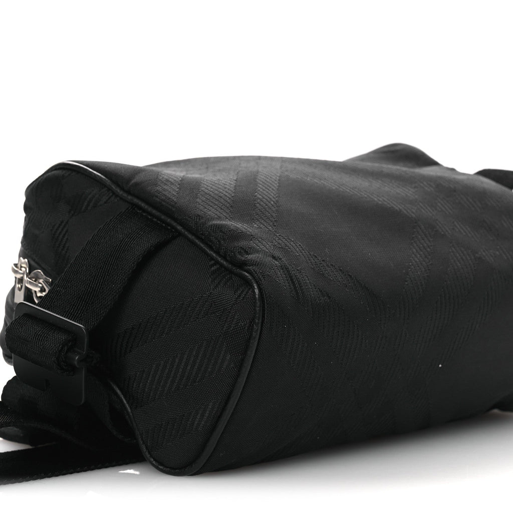 Nylon Jacquard Check Belt Bag Black