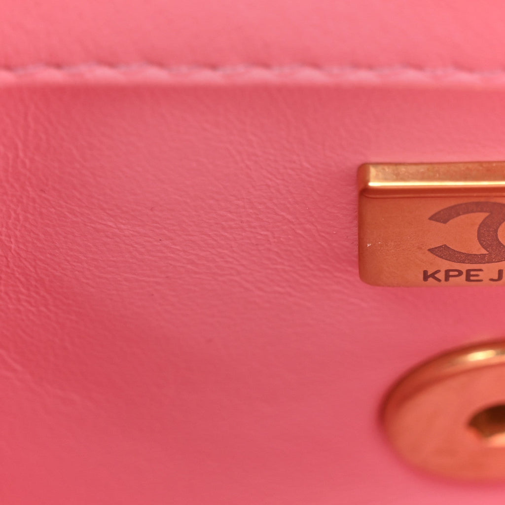 Lambskin Wenge Quilted Mini Fashion Wood Square Flap Pink