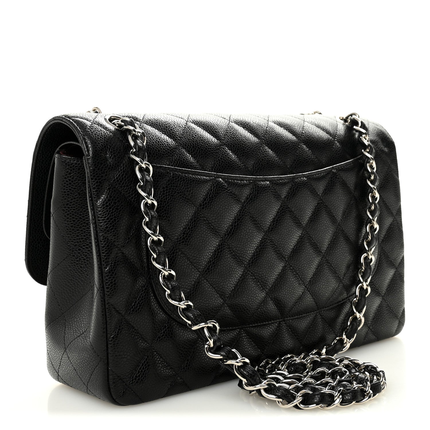 Caviar Quilted Jumbo Double Flap Black