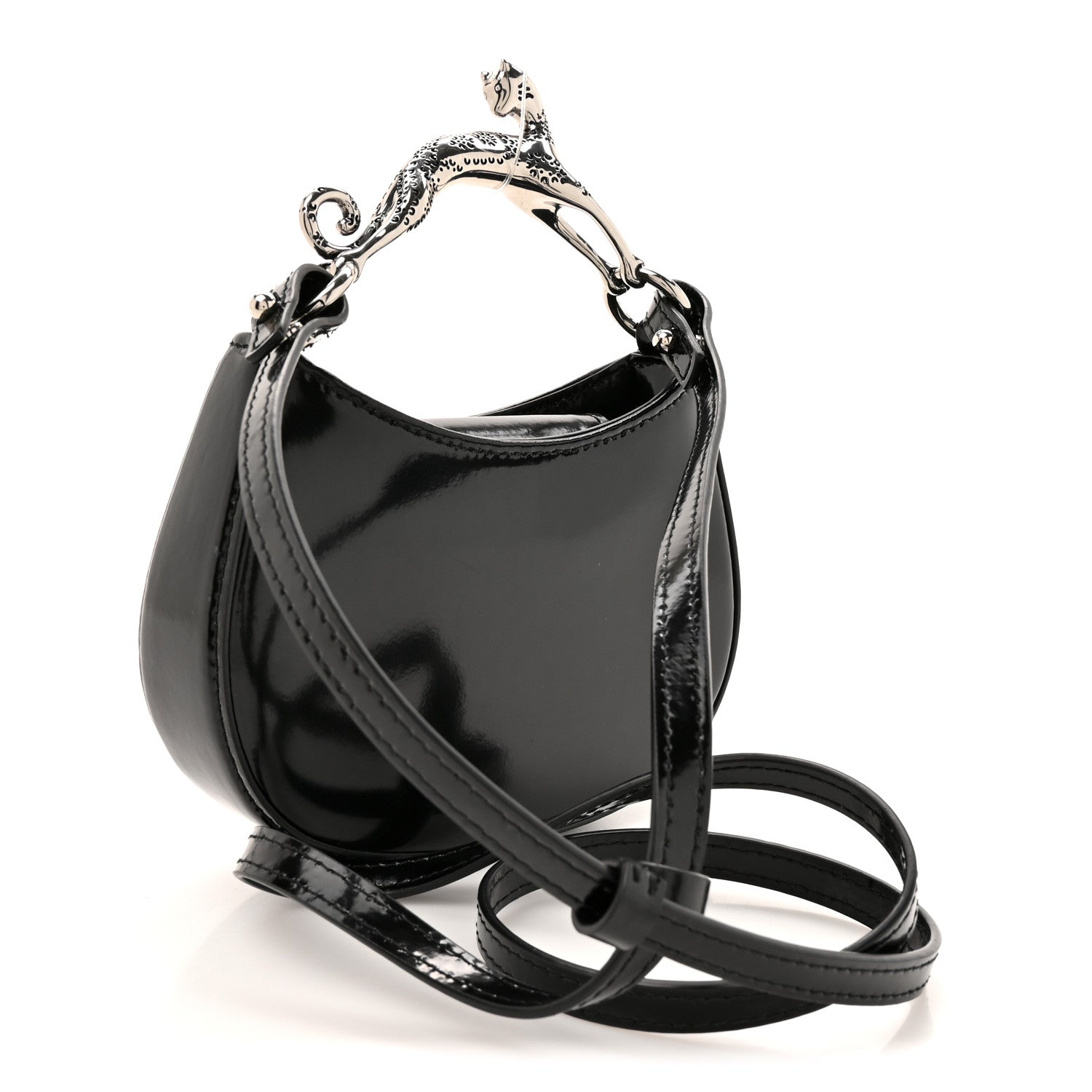 Lambskin Mini Cat Hobo Black