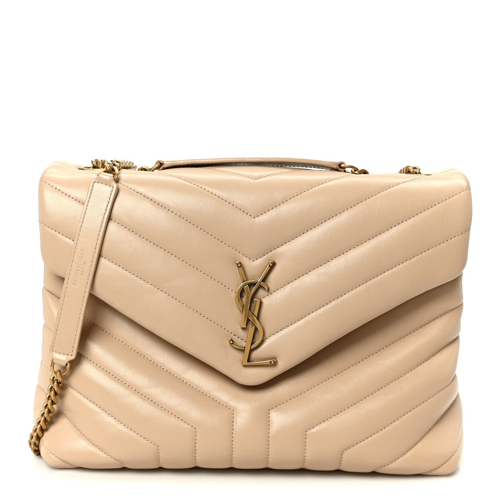 Calfskin Y Quilted Monogram Medium Loulou Chain Satchel Dark Beige
