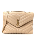 Calfskin Y Quilted Monogram Medium Loulou Chain Satchel Dark Beige
