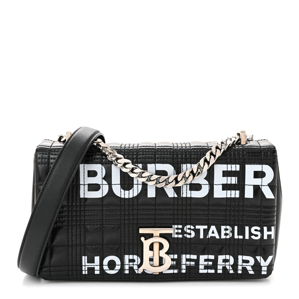 Patent Quilted Horseferry Print Small Lola Bag Black