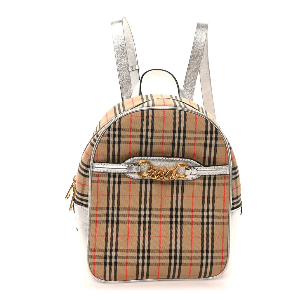 Smooth Calfskin 1983 Knight Check Link Backpack Silver