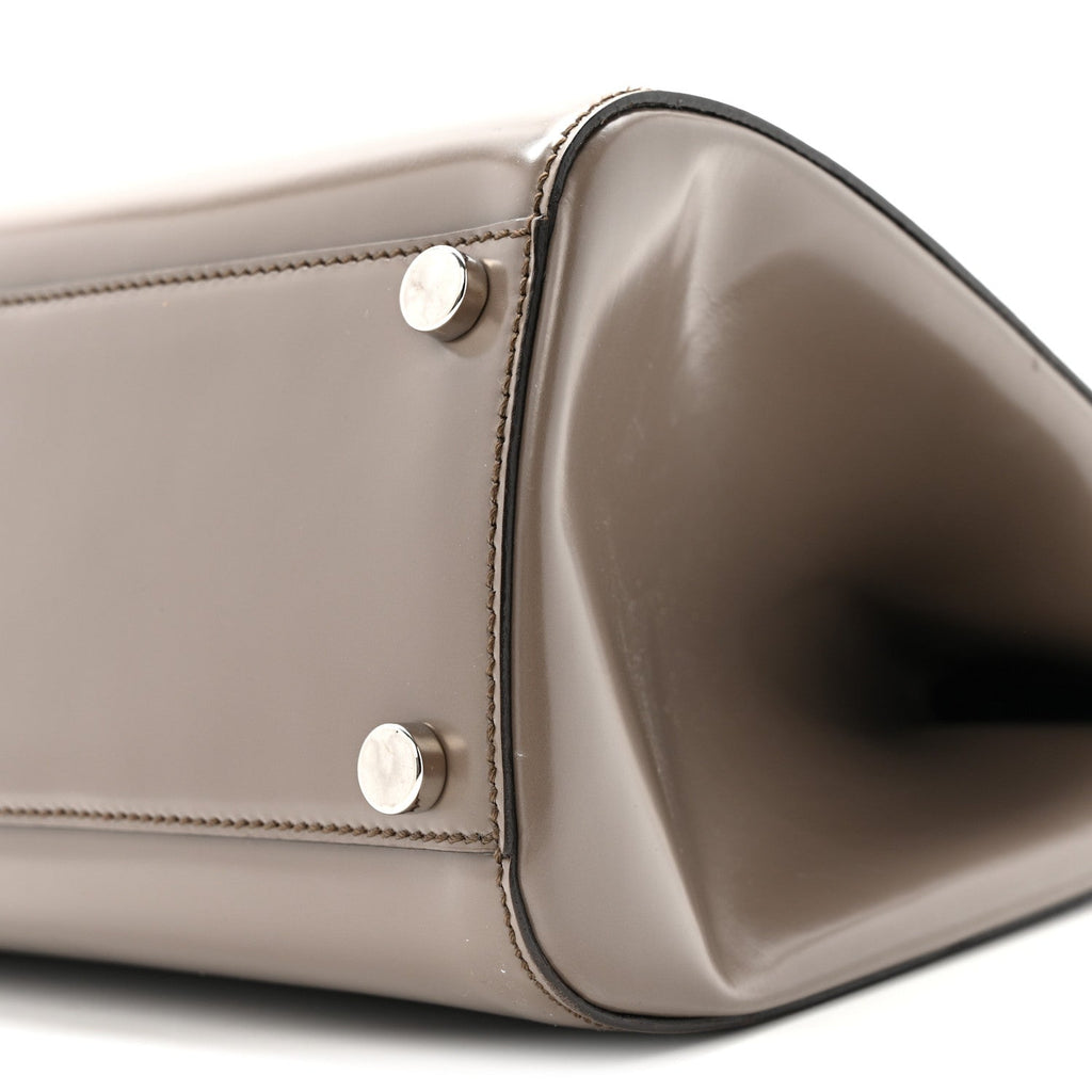 Regent Calfskin Large Lady Lock Flap Top Handle Bag Grey