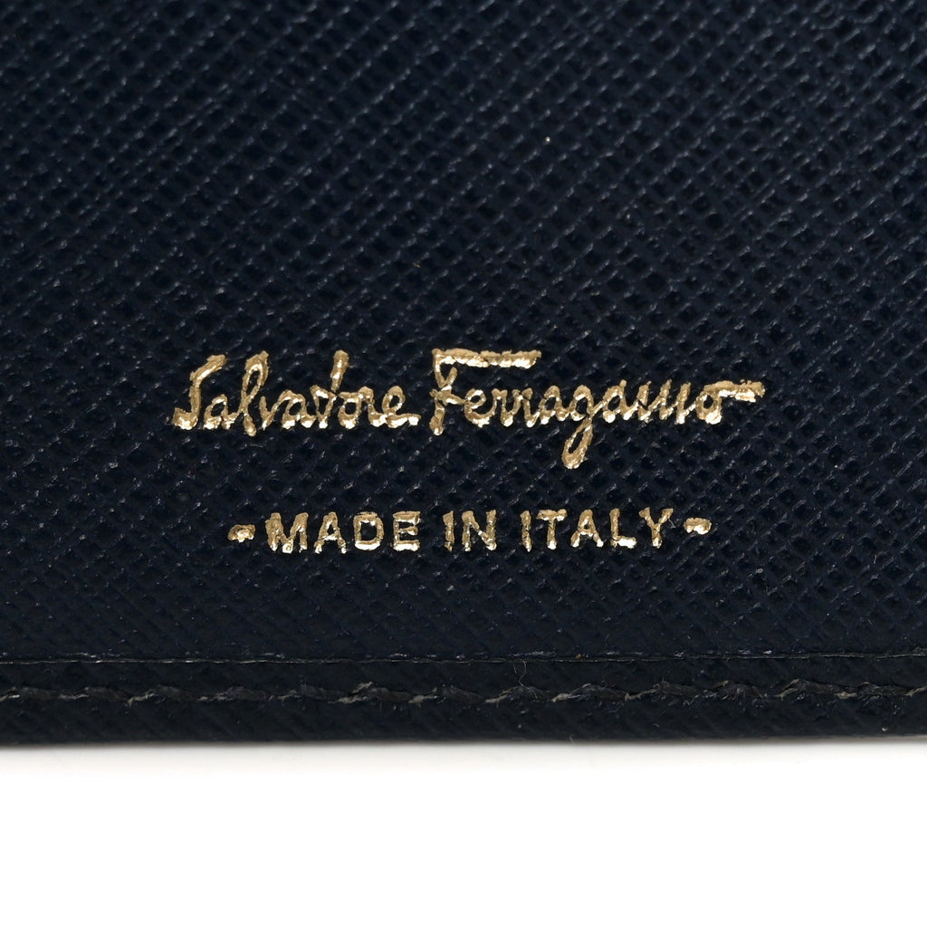 Hammered Calfskin Gancini Wallet Blue