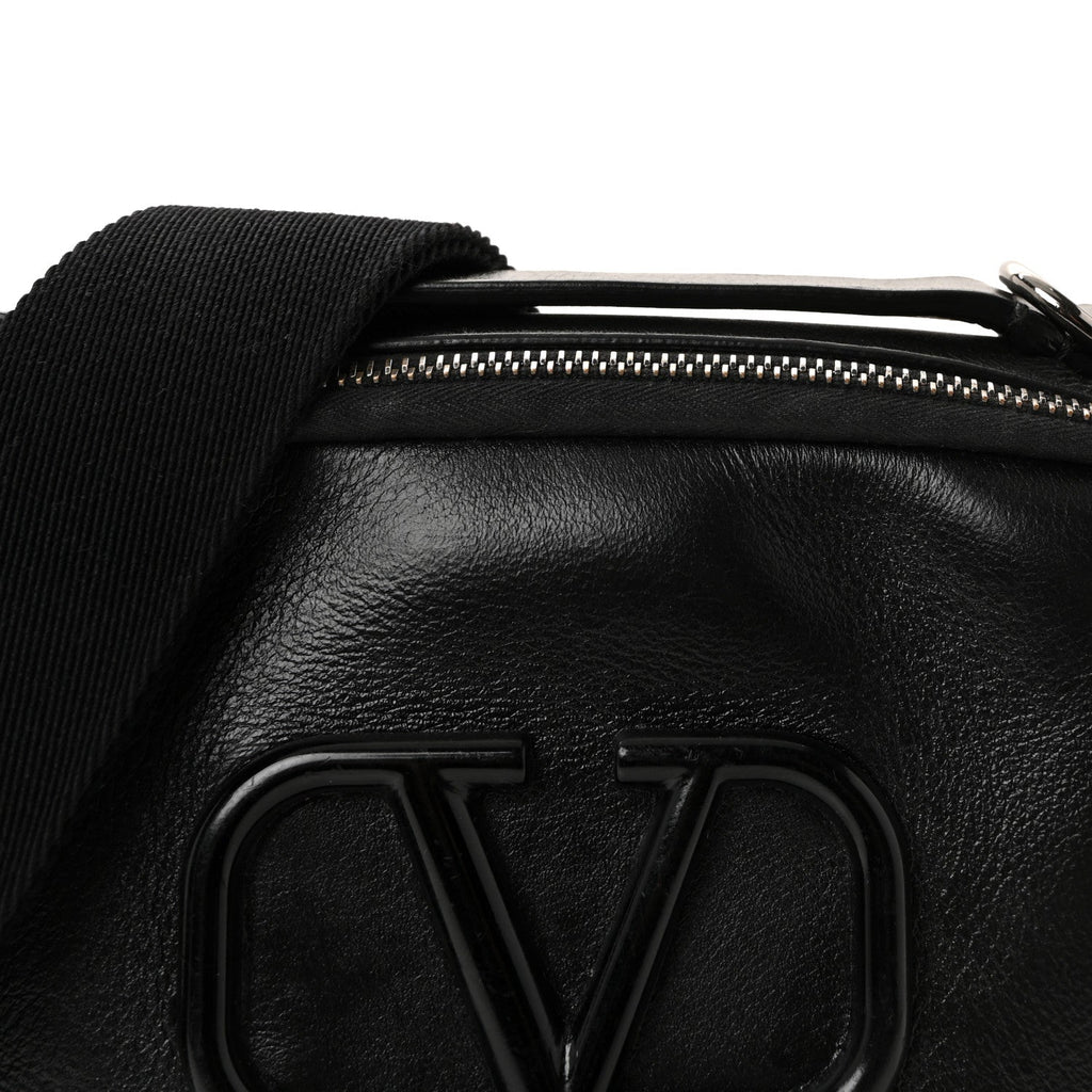Calfskin Lacquered Vlogo Crossbody Bag Black