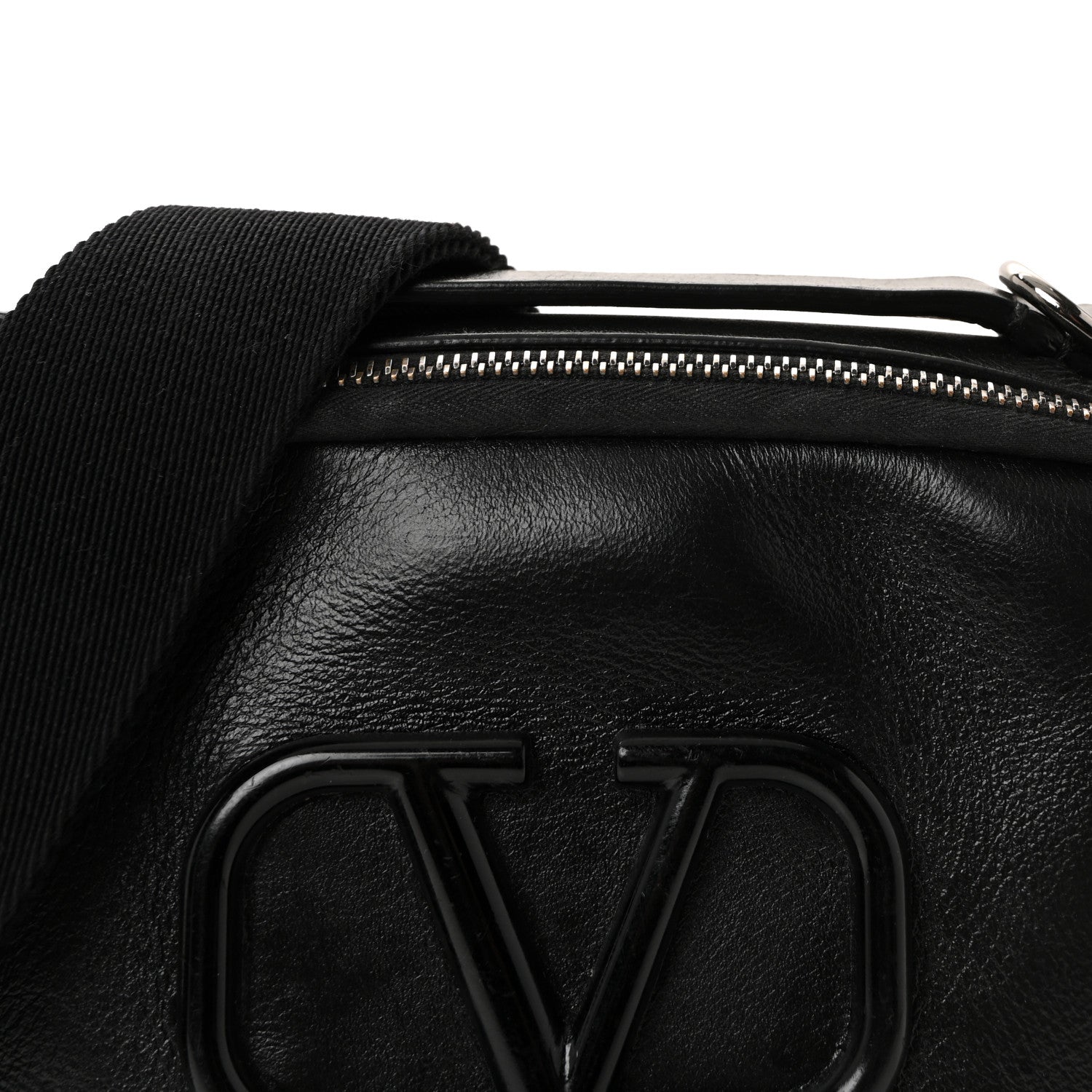 Calfskin Lacquered Vlogo Crossbody Bag Black