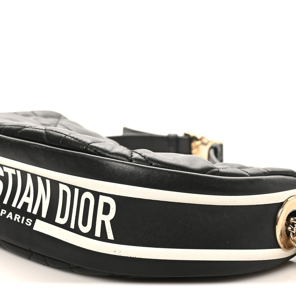 Lambskin Cannage Small Dior Vibe Hobo Bag Black