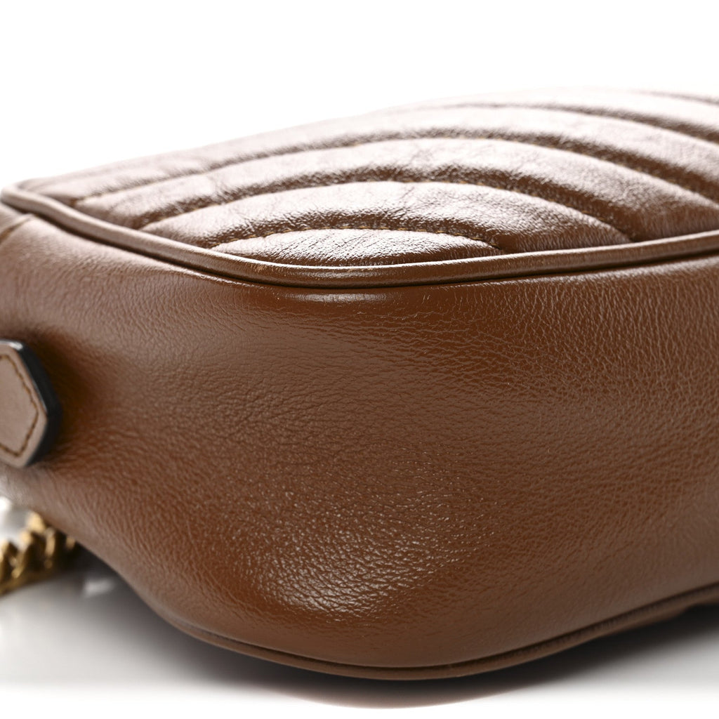 Glazed Calfskin Matelasse Diagonal Small GG Marmont Chain Shoulder Bag Cuir