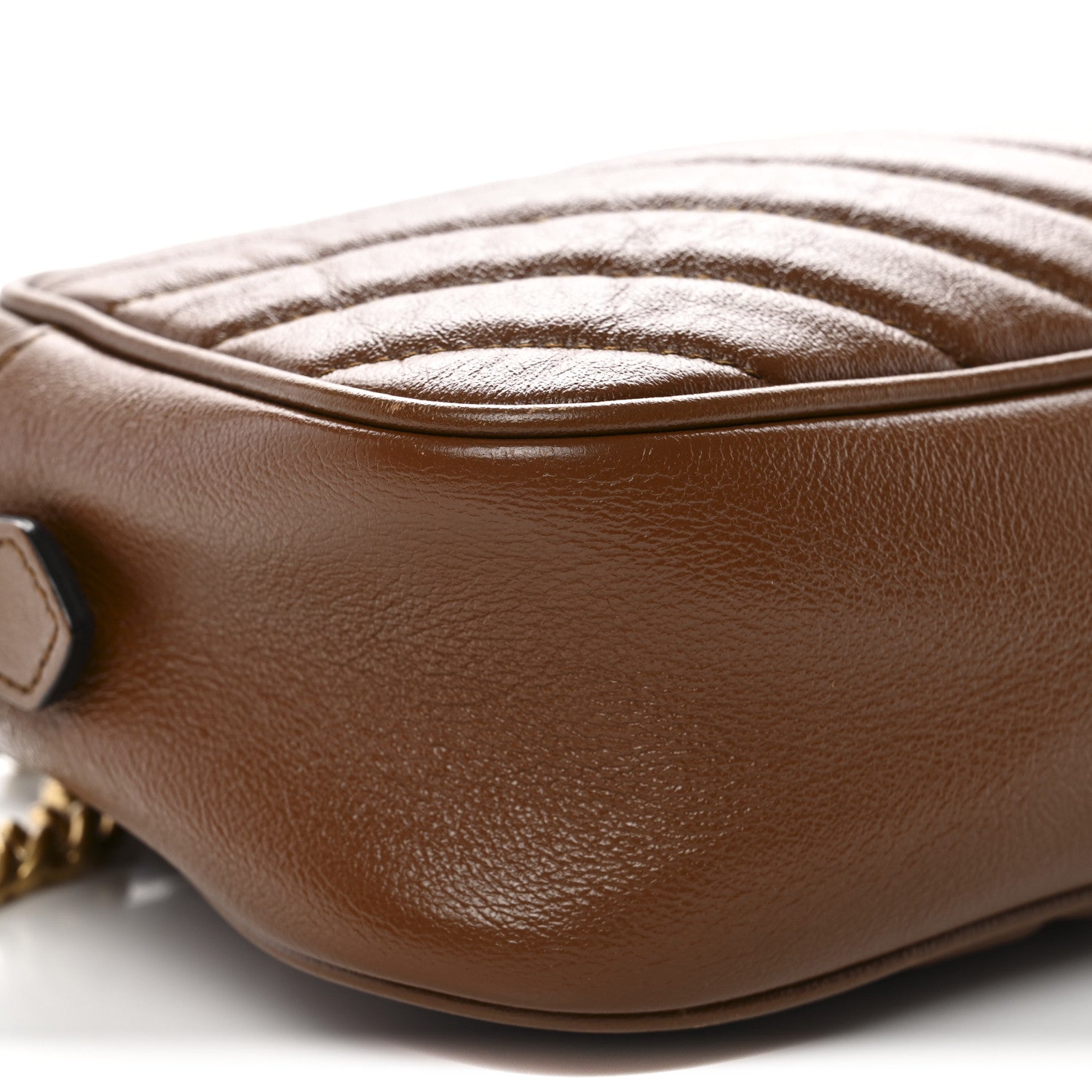 Glazed Calfskin Matelasse Diagonal Small GG Marmont Chain Shoulder Bag Cuir