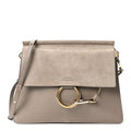 Calfskin Suede Medium Faye Shoulder Bag Motty Grey