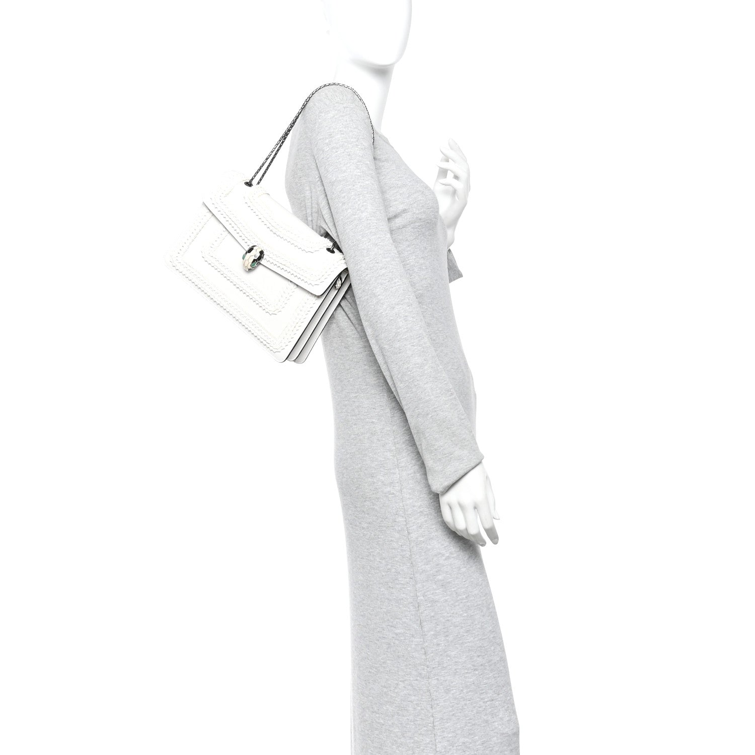 Calfskin Woven Chain Serpenti Forever Crossbody Bag White