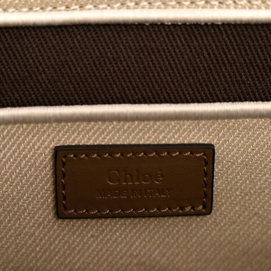Canvas Calfskin Small Logo Carry Tote Vegetal Beige