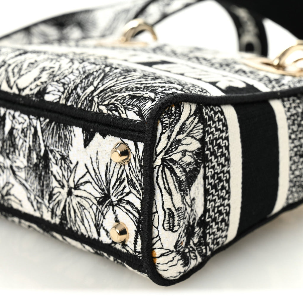 Canvas Embroidered Toile De Jouy Mini Lady D-Lite White Black