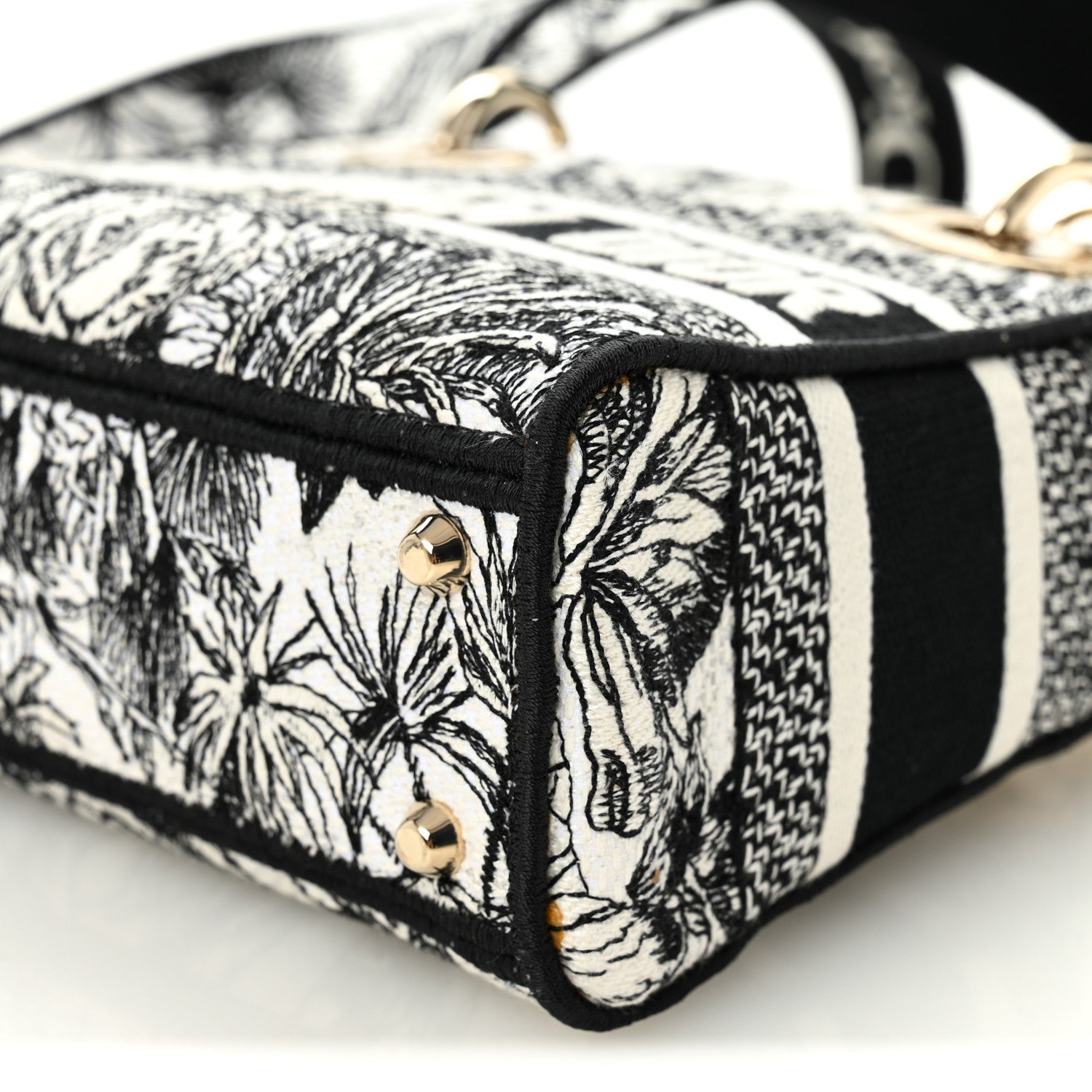Canvas Embroidered Toile De Jouy Mini Lady D-Lite White Black