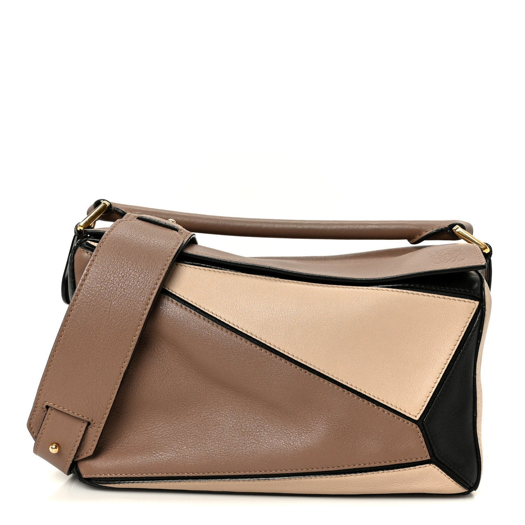 Calfskin Small Puzzle Bag Sand Hazelnut Ash