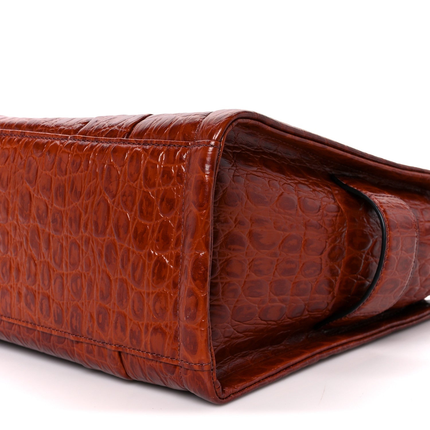 Croc Embossed Small The Tote Bag Spice Brown