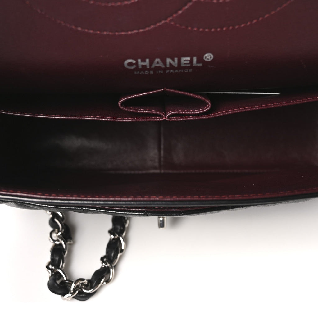 Lambskin Quilted Jumbo Double Flap Black