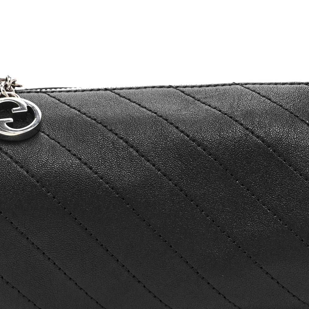 Sakai Be Green Calfskin Diagonal Stitched Mini Blondie Barrel Shoulder Bag Black
