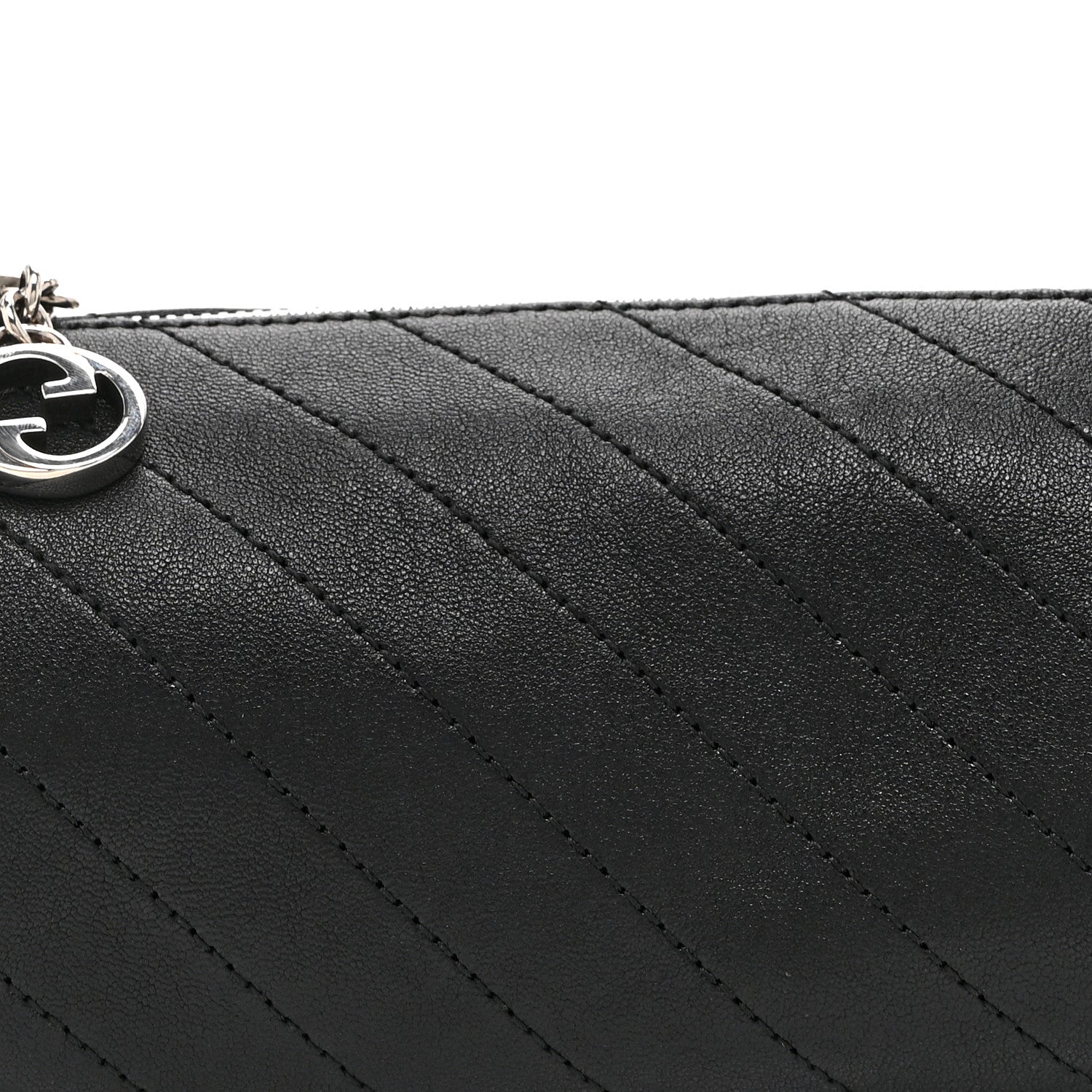 Sakai Be Green Calfskin Diagonal Stitched Mini Blondie Barrel Shoulder Bag Black