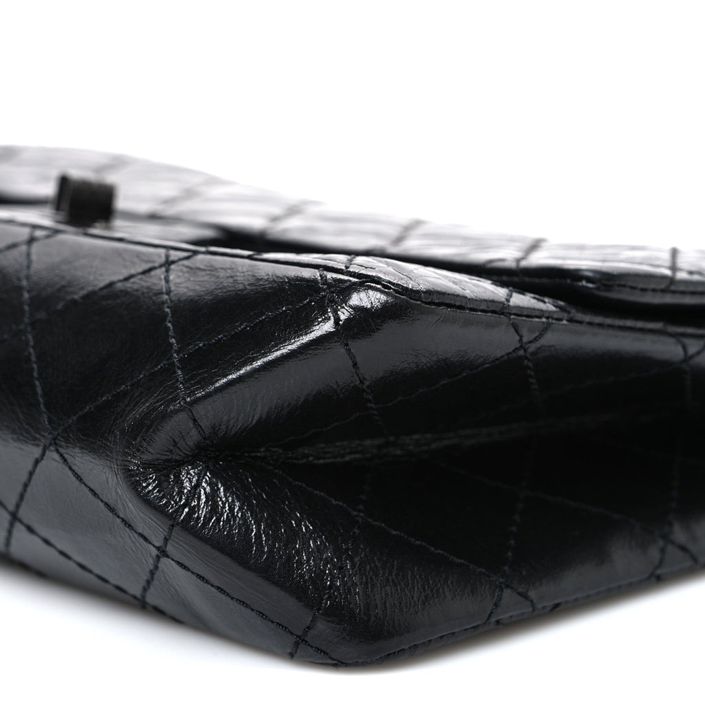 Metallic Aged Calfskin Quilted 2.55 Reissue 226 Flap So Black