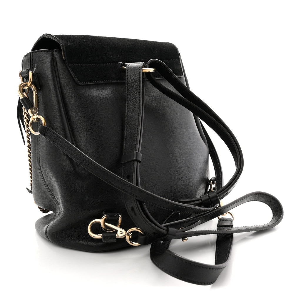 Suede Calfskin Medium Faye Backpack Black