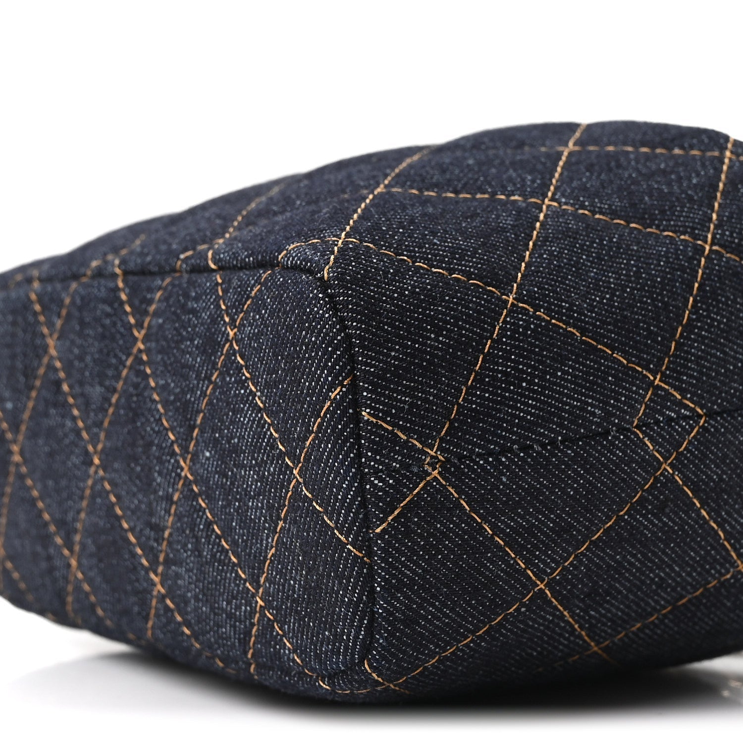 Denim Quilted Hobo Clutch With Chain Dark Blue Orange