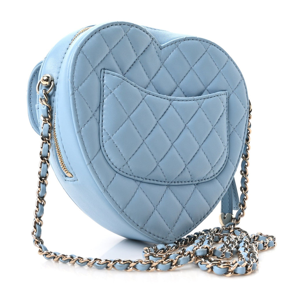 Lambskin Quilted CC In Love Heart Bag Light Blue