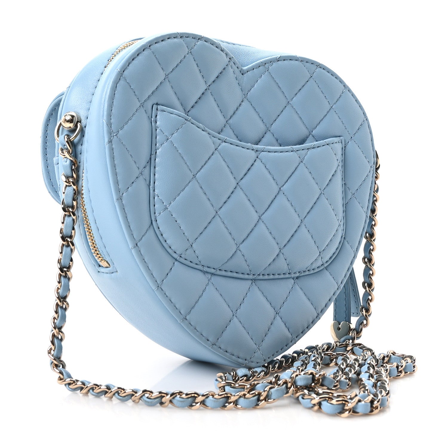 Lambskin Quilted CC In Love Heart Bag Light Blue