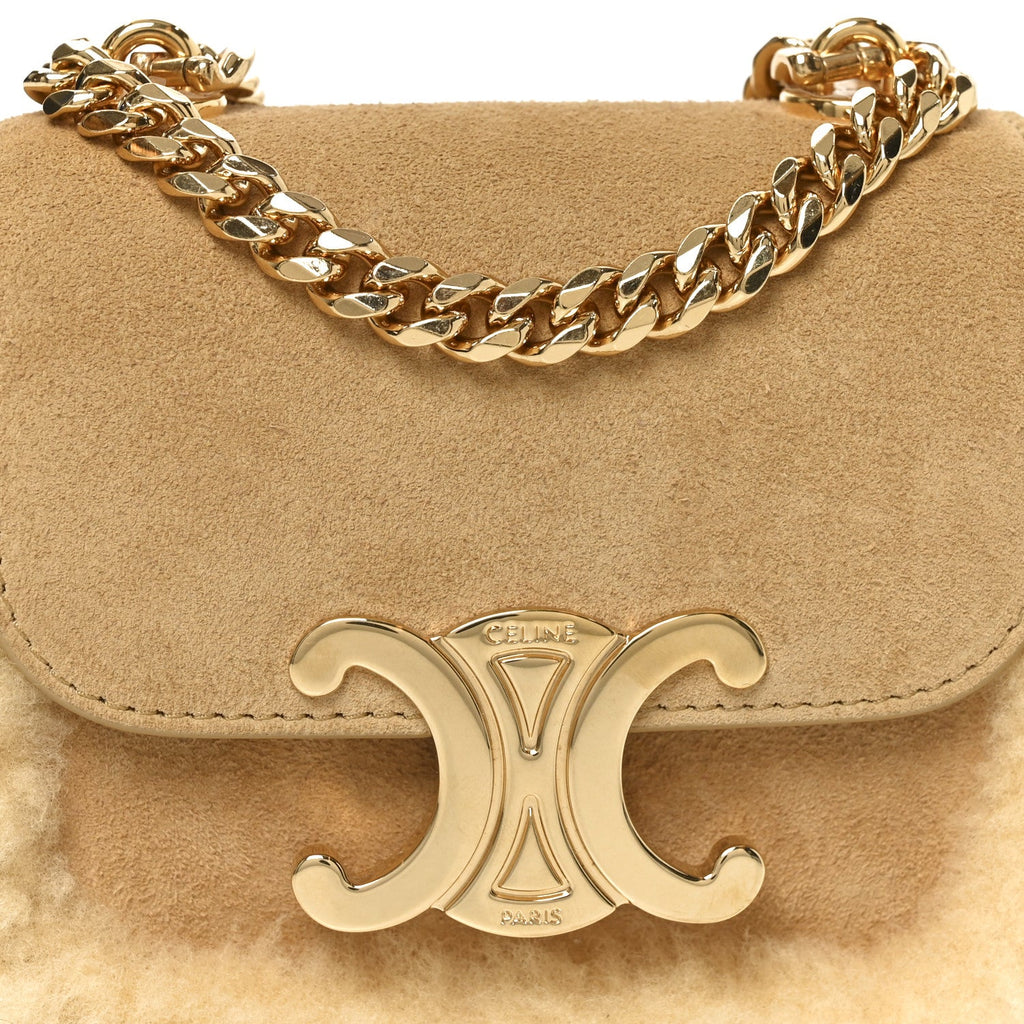 Suede Shearling Triomphe Mini Chain Claude Natural